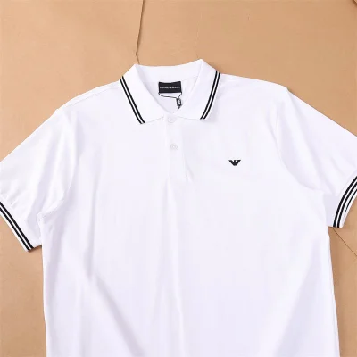 Поло Emporio Armani Edge Decorated By Stripes And Front Small Logo "White" фото № 2