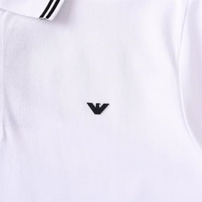 Поло Emporio Armani Edge Decorated By Stripes And Front Small Logo "White" фото № 3