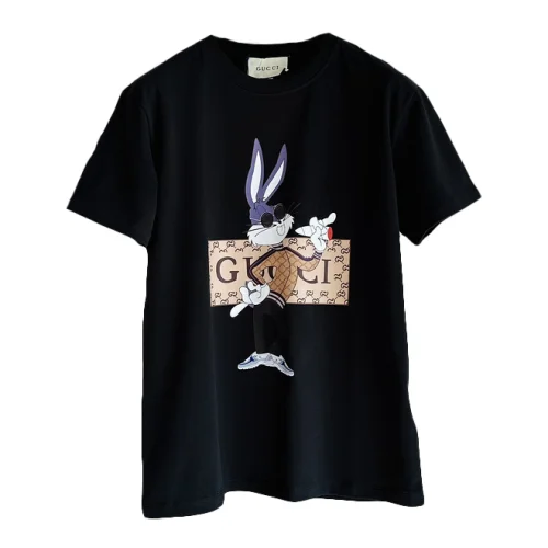 Футболка Gucci With Hare Print In Round Glasses "Black"