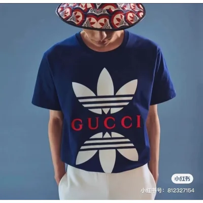 Футболка Gucci Duplicate Logo Adidas "Blue" фото № 5