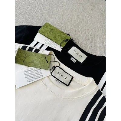 Футболка Gucci Vertical Stripes And Logo "Black" фото № 5