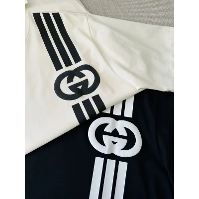 Футболка Gucci Vertical Stripes And Logo "Black" фото № 6