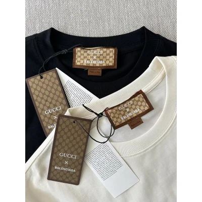Футболка Gucci X Balenciaga BB And GG Logo "Black" фото № 2
