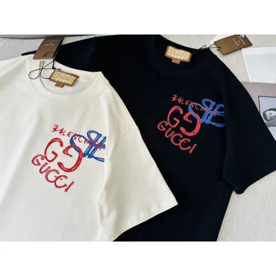 Футболка Gucci X Balenciaga BB And GG Logo "Black" фото № 7