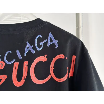 Футболка Gucci X Balenciaga BB And GG Logo "Black" фото № 5