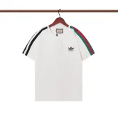 Футболка Gucci X Adidas Logo Stripes On The Sleeve "White"