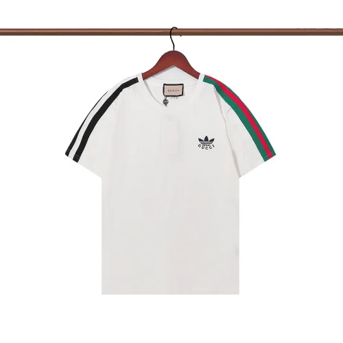 Футболка Gucci X Adidas Logo Stripes On The Sleeve "White"