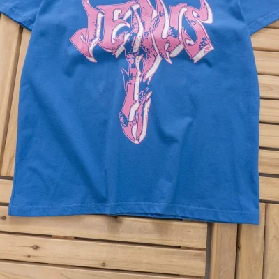 Футболка Hellstar Big Pink Front Inscription "Blue" фото № 3