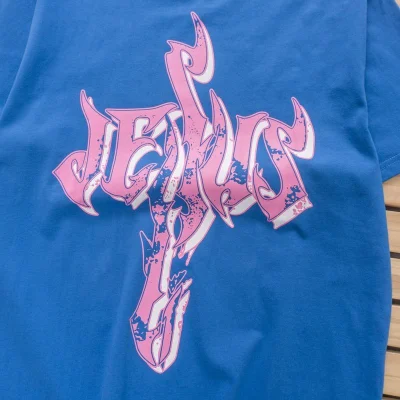 Футболка Hellstar Big Pink Front Inscription "Blue" фото № 4