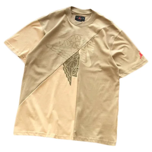 Футболка Jordan Sleeve Decorated By Man Jumping Print "Beige"