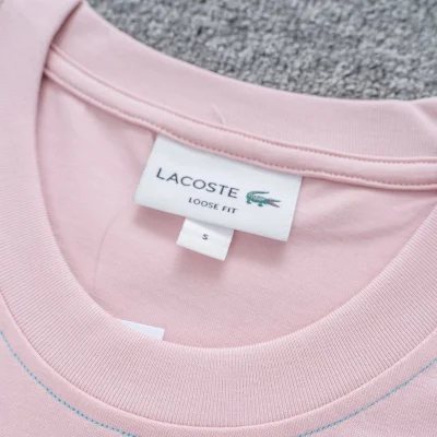 Футболка Lacoste Cotton With Logo Brand "Pink" фото № 4