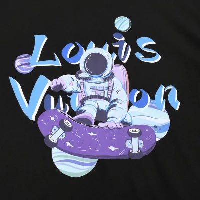 Футболка Louis Vuitton Print Cosmonaut On Skateboard "Black" фото № 5