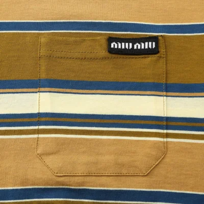 Футболка Miu Miu Multi Faceted Stripe "Brown" фото № 3