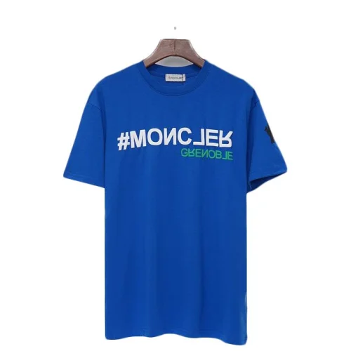 Футболка Moncler Inscription With Upside Down Letters "Blue"