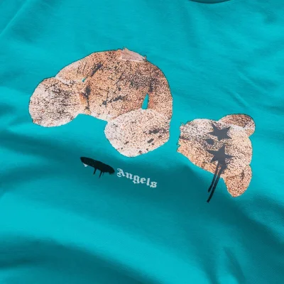 Футболка Palm Angels Ripped Toy With Logo "Turquoise" фото № 3