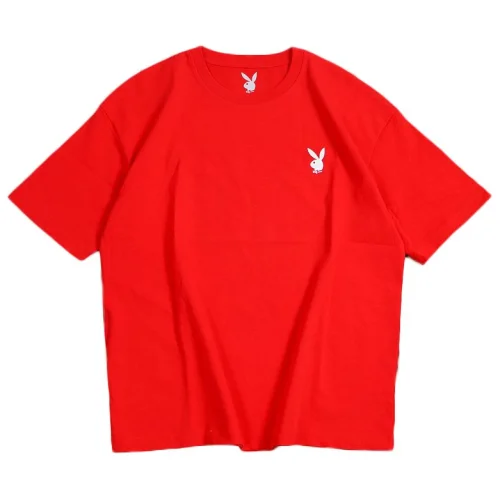 Футболка Playboy Small Logo Front And Repeating Logo Inscription Back "Red"