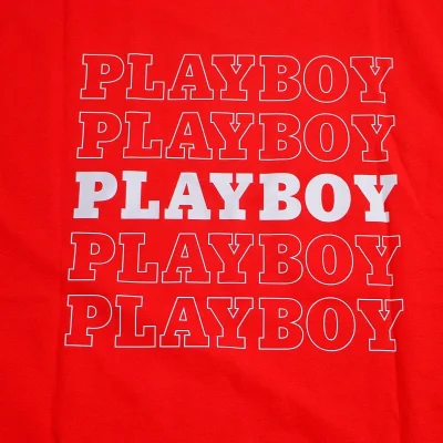 Футболка Playboy Small Logo Front And Repeating Logo Inscription Back "Red" фото № 4