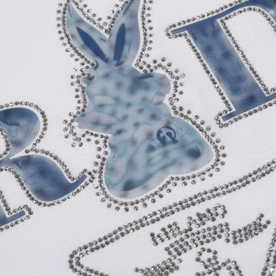 Футболка Prada With Text Logo Made Of Rhinestones "White" фото № 4