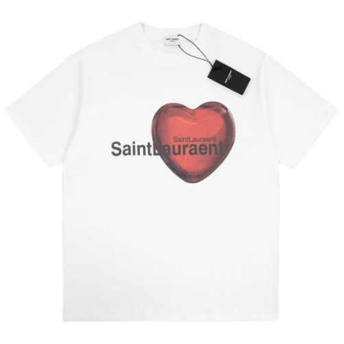 Футболка Saint Laurent Crystal Heart "White"