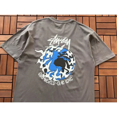 Футболка Stussy Planet With Flying Birds Around "Gray" фото № 2