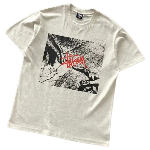 Футболка Stussy Logo Between Hands "Beige"