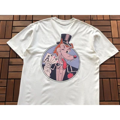 Футболка Stussy Wolf With Playing Card Inside Circle "White" фото № 2