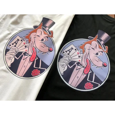 Футболка Stussy Wolf With Playing Card Inside Circle "White" фото № 3
