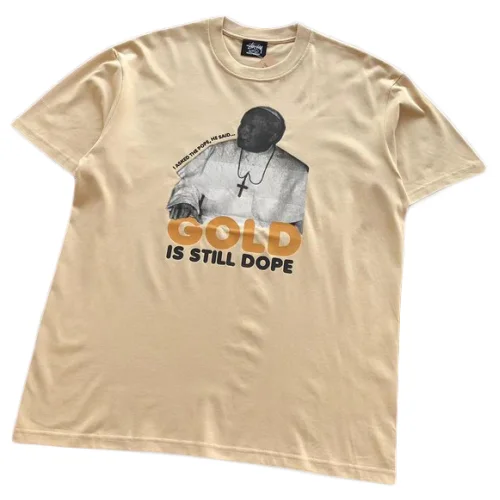 Футболка Stussy Inscription Gold Is Still Dope "Beige"