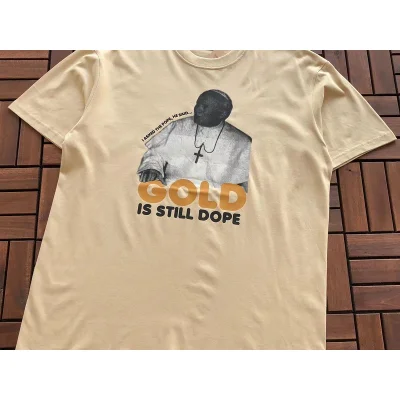 Футболка Stussy Inscription Gold Is Still Dope "Beige" фото № 2