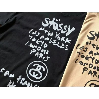 Футболка Stussy List With Cities And Letter With Mirror Image "Black" фото № 5