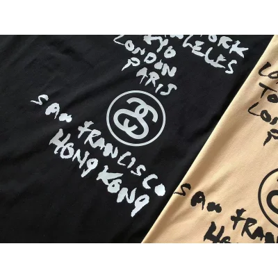 Футболка Stussy List With Cities And Letter With Mirror Image "Black" фото № 6