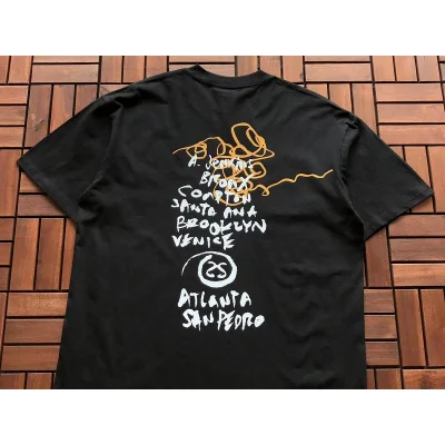 Футболка Stussy List With Cities And Letter With Mirror Image "Black" фото № 7