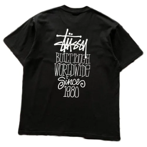 Футболка Stussy Logo And Inscription Built Touch Worldwide "Black"