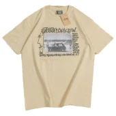 Футболка Stussy Photo With Car Surrounded By Inscriptions "Beige"