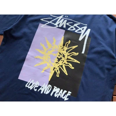 Футболка Stussy Sun Print And Lettering Love And Peace "Blue" фото № 2