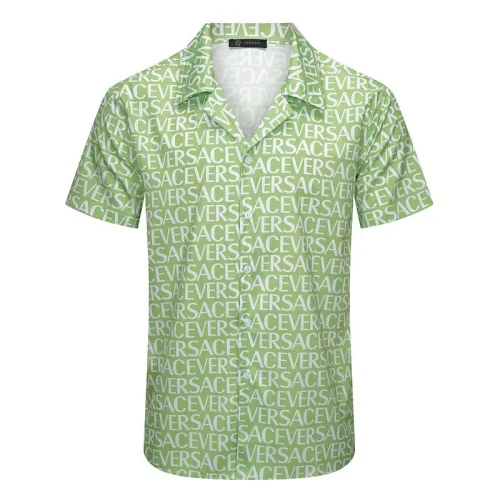 Рубашка Versace Without Pockets And Repeating Inscription Versace "Green"