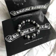 Браслет Chrome Hearts Fashion Beads "Silver, Black"