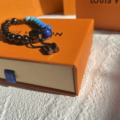 Браслет Louis Vuitton Beads With A Logo "Black/Blue" фото № 2