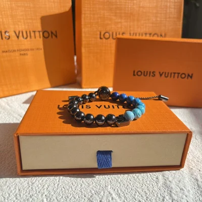 Браслет Louis Vuitton Beads With A Logo "Black/Blue" фото № 3