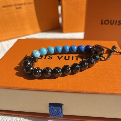 Браслет Louis Vuitton Beads With A Logo "Black/Blue" фото № 5