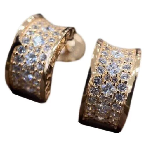 Серьги Bulgari Wide Semicircle With Rhinestones "Gold"