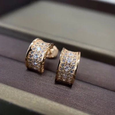 Серьги Bulgari Wide Semicircle With Rhinestones "Gold" фото № 2 Серьги Bulgari Wide Semicircle With Rhinestones "Gold" фото № 2