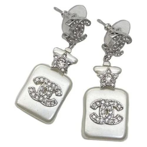 Серьги Chanel Logo Symbol Inside Rectangle "White"