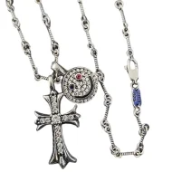 Подвеска Chrome Hearts Decorated Cross And Symbols - Smile "Silver"