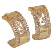 Серьги Fendi Wide Semicircle With Logo "Gold"