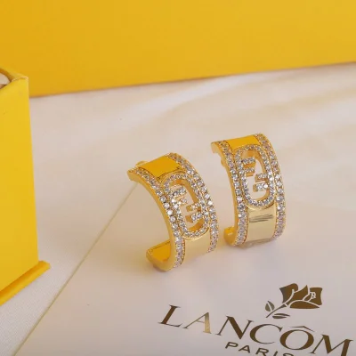 Серьги Fendi Wide Semicircle With Logo "Gold" фото № 2