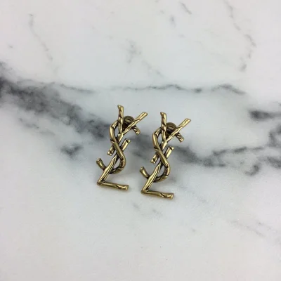 Серьги Saint Laurent Logo Form "Gold" фото № 4