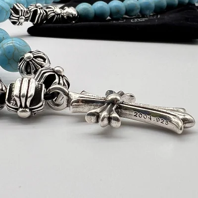 Подвеска Chrome Hearts Beads With Cross Icon "Blue/Silvet" фото № 6