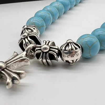 Подвеска Chrome Hearts Beads With Cross Icon "Blue/Silvet" фото № 8