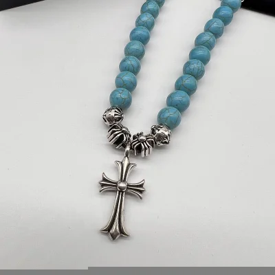 Подвеска Chrome Hearts Beads With Cross Icon "Blue/Silvet" фото № 9
